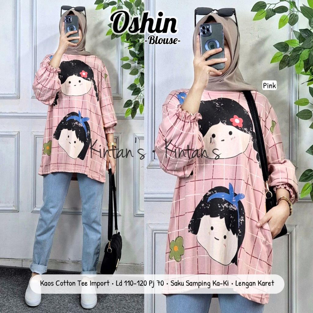 Kintan Oshin Blouse Wanita Kasual Atasan Kekinian