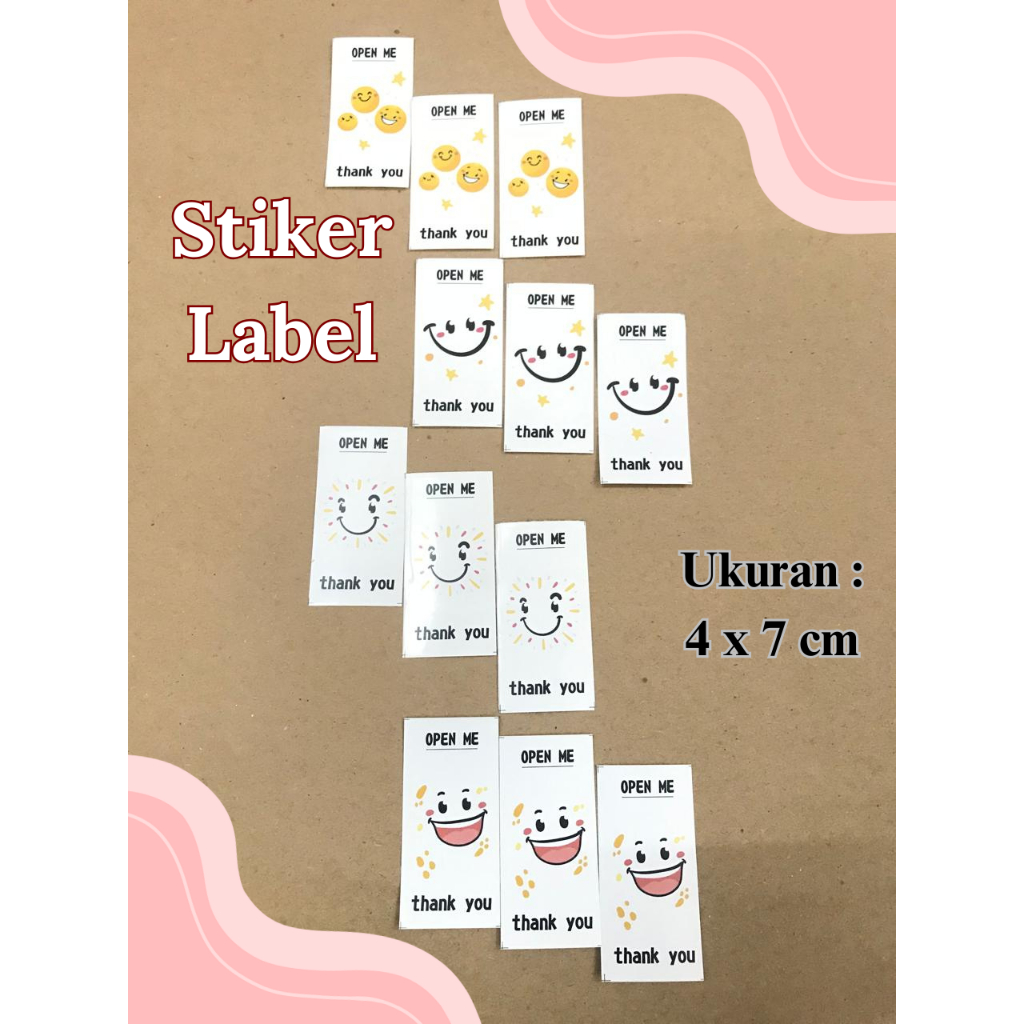 

( 100 PCS ) Stiker Label Kemasan Open Me & Thank You Ukuran 4 x 7 cm
