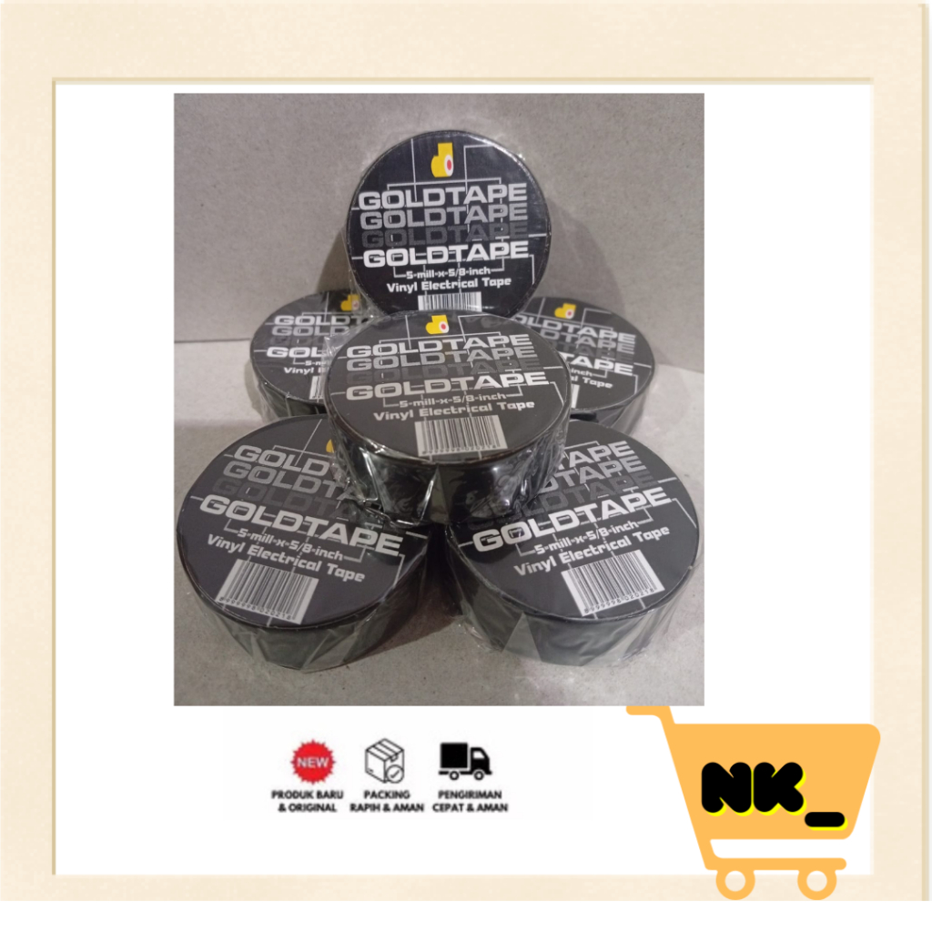 Nk - - ISOLASI SOLATIP KABEL LISTRIK HITAM GOLDTAPE VINYL ELECTRICAL ELEKTRIKAL ELEKTRIK DOUBLE TAPE