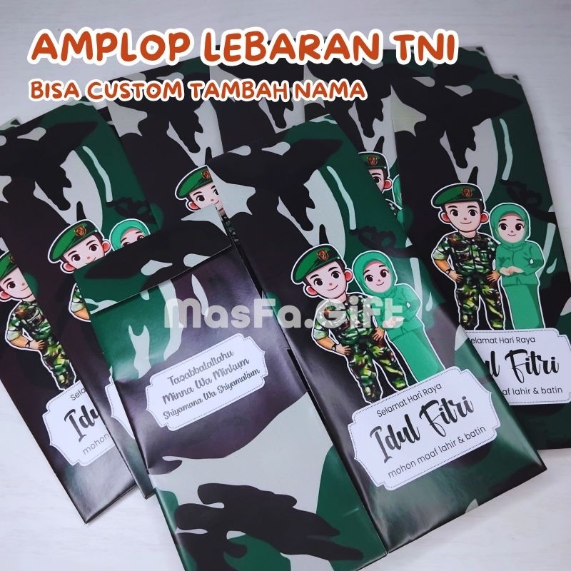 

[ISI 10 BIJI] Amplop Lebaran TNI Idul Fitri Bisa Custom - Tersedia Harga Grosir AD04