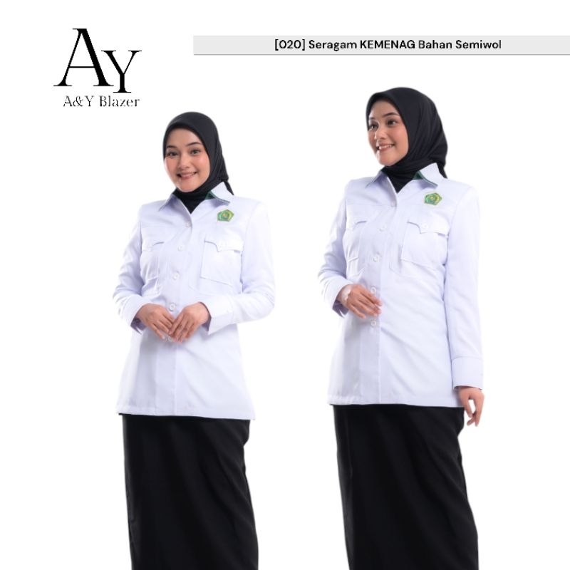 [020] [KEMENAG] A&Y Blazer Baju Seragam KEMENAG bahan Semi Wool Premium | Seragam blazer kemeja puti