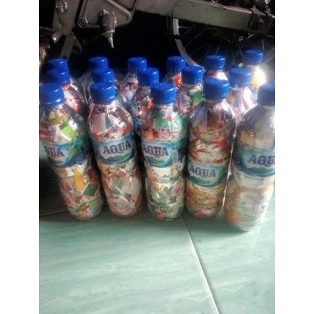 Ecobrik botol AQUA 600ml (200gr-300gr) Ecobrick ramah lingkungan