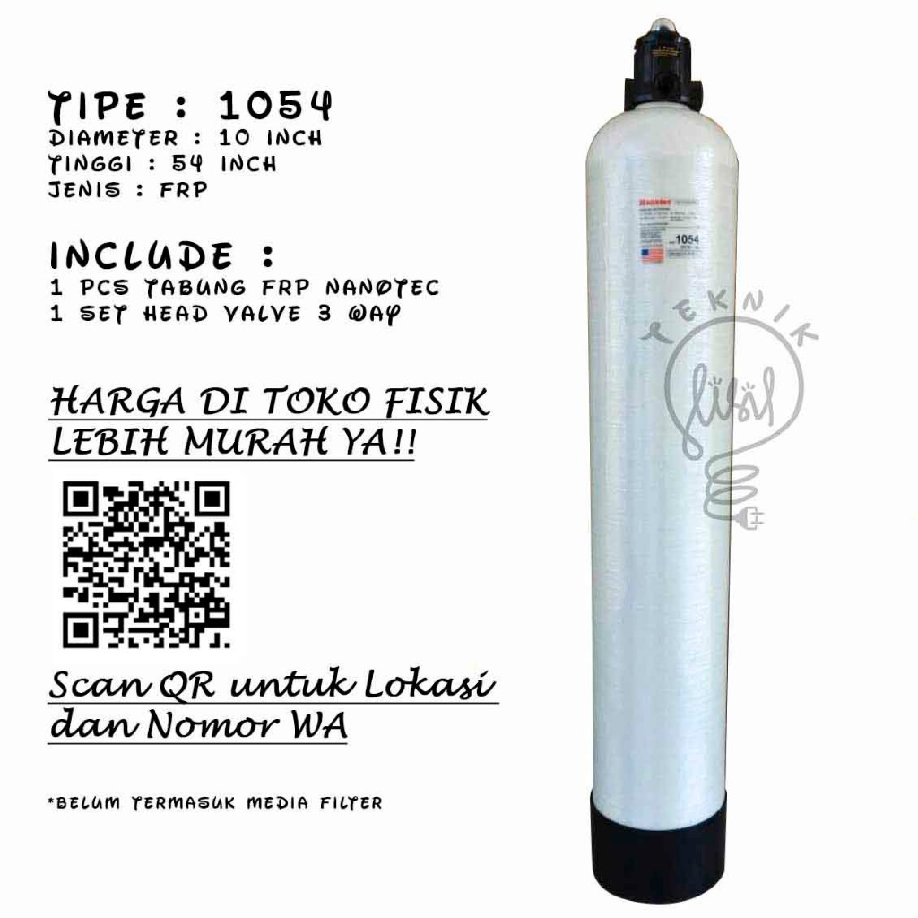 [LISIL TEKNIK] TABUNG FRP FILTER AIR NANOTEC 1054 HOUSING SARINGAN WATER + MEDIA AIR SUMUR BOR ATAU 
