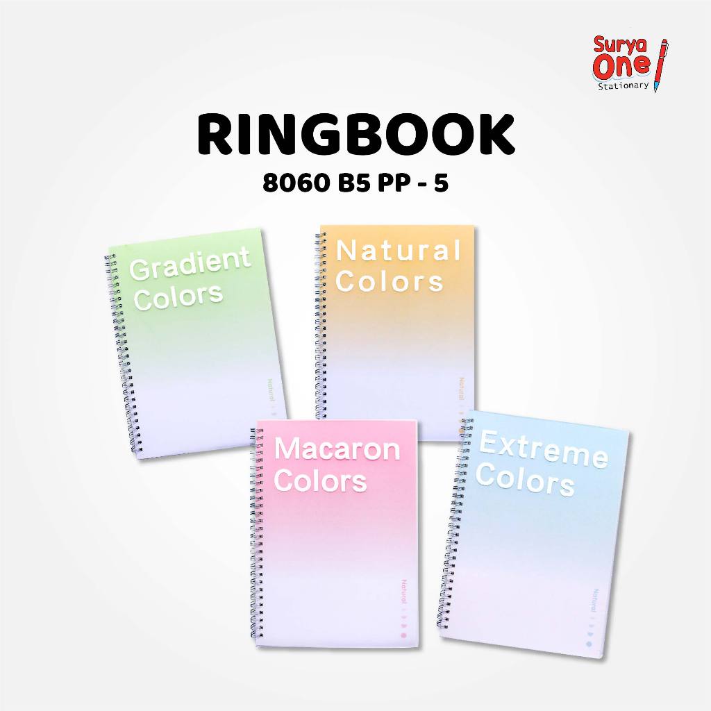 

Ring Book Greebel B5 60 Lembar 8060 B5 PP-5 / Agenda / Buku Catatan Aesthetic Spiral Suryaone