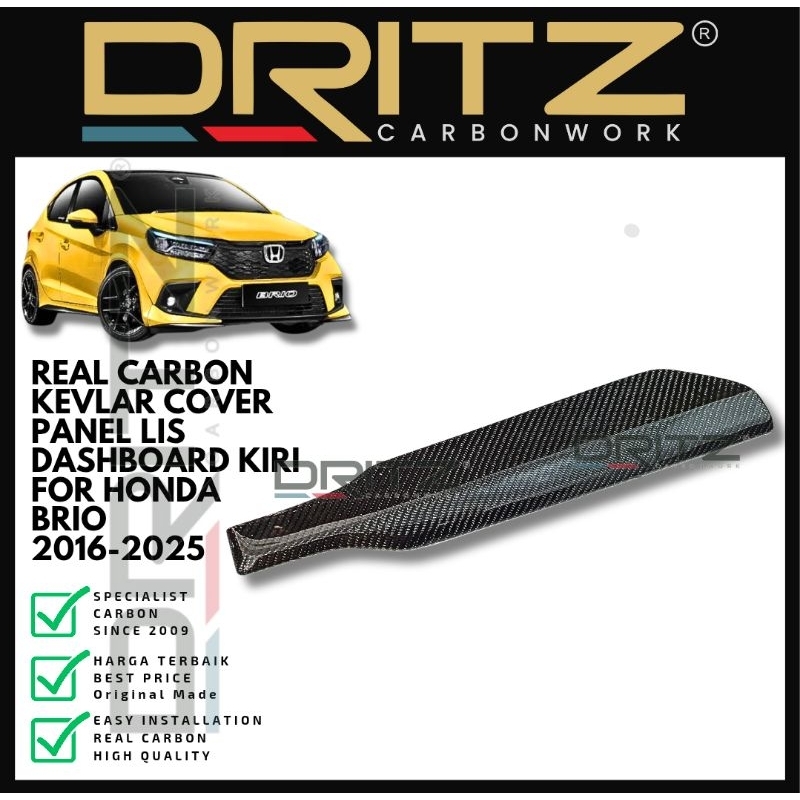Asli Carbon Kevlar Cover PANEL Dashboard kiri INTERIOR HONDA NEW BRIO / MOBILIO / BRV Aksesoris Karb