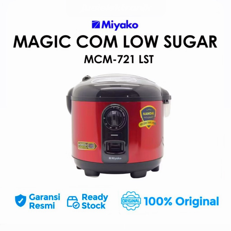 [ Miyako ] Magic Com / Rice Cooker MCM 721 LST 1,8 Liter 5 in 1 (Low Sugar, Low Carbo, Anti Lengket)