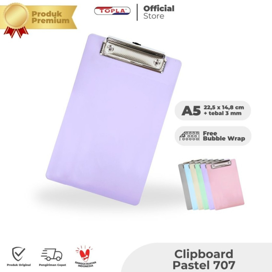 

CLIPBOARD PLASTIK KECIL TOPLA A5 707 / Papan Jalan / Papan Tulis Plastik Kecil Untuk Restoran Cafe Topla Pastel 707