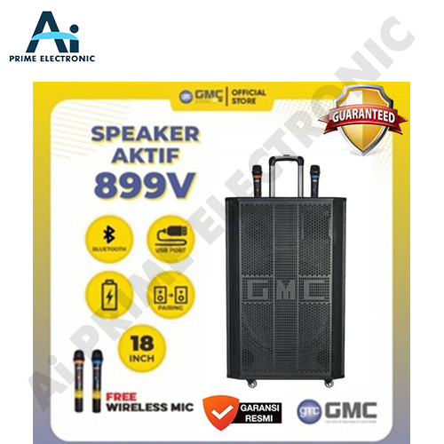 ORIGINAL GMC 899V Speaker Aktif Speaker Trolley Portable Bluetooth 18 Inch 2 Mic