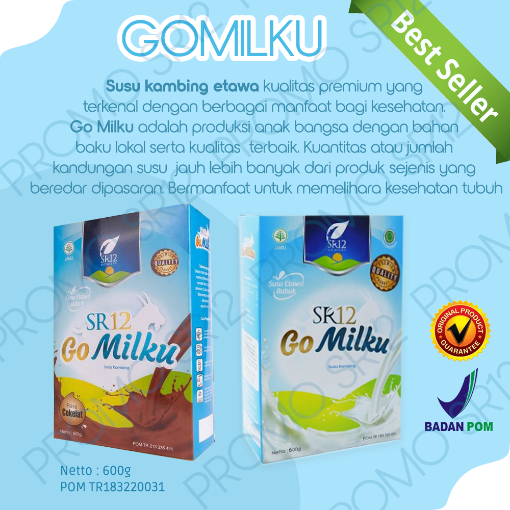 

GOMILKU SR12 SUSU ETAWA BUBUK BERNUTRISI TINGGI NUTRISI | BPOM | HALAL | ORI