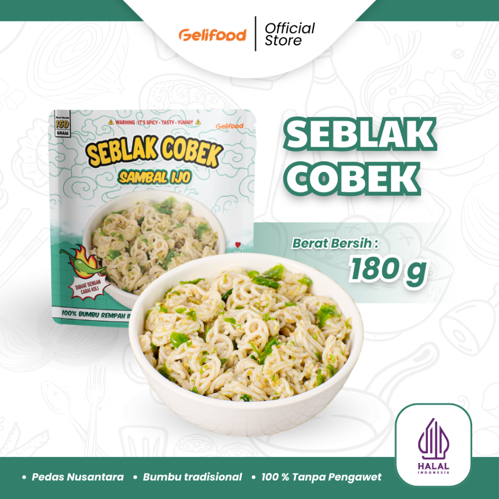 

Gelifood - Seblak Coet Cobek Cocol Pedas Seblak Instan Kerupuk Mawar Sambel Ijo 150 gr