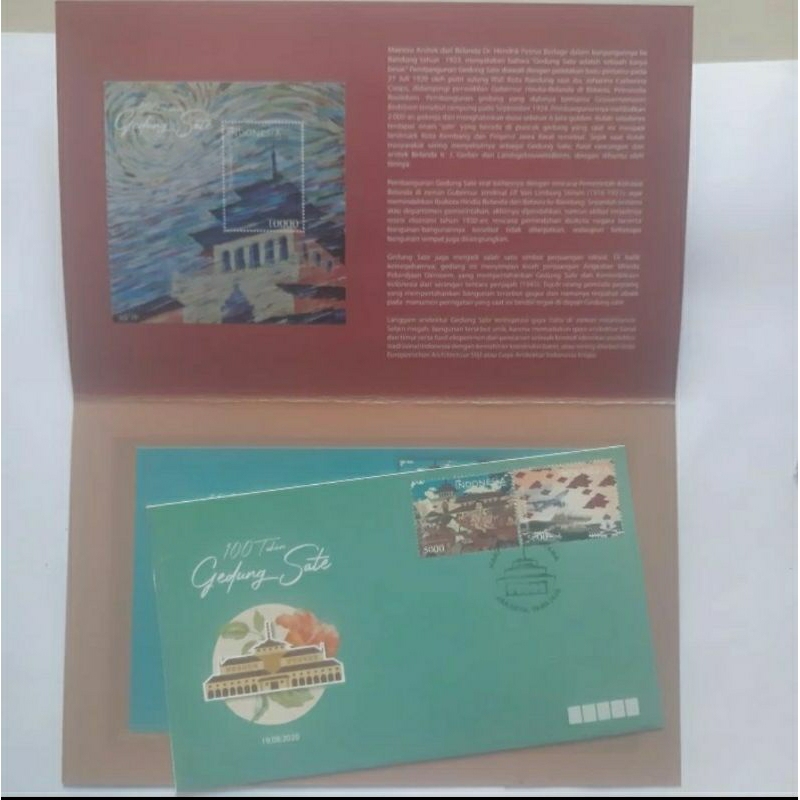 

Perangko SHP plus folder 100 tahun Gedung sate sampul 2 prangko