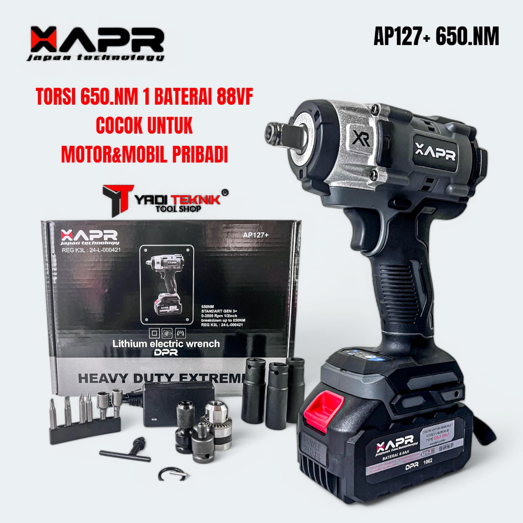 impact wrench APR AP127+ 650NM bor pembuka baut roda ban motor mobil 1BATRE