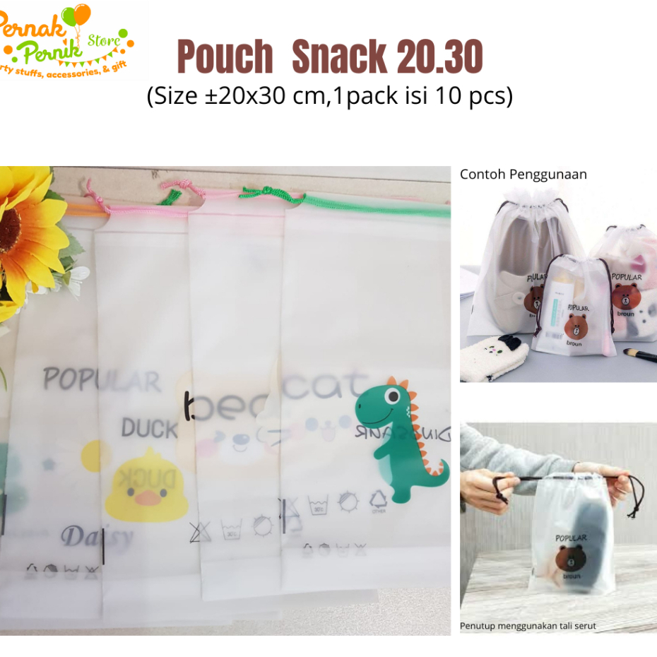 Pouch Snack Transparan serut