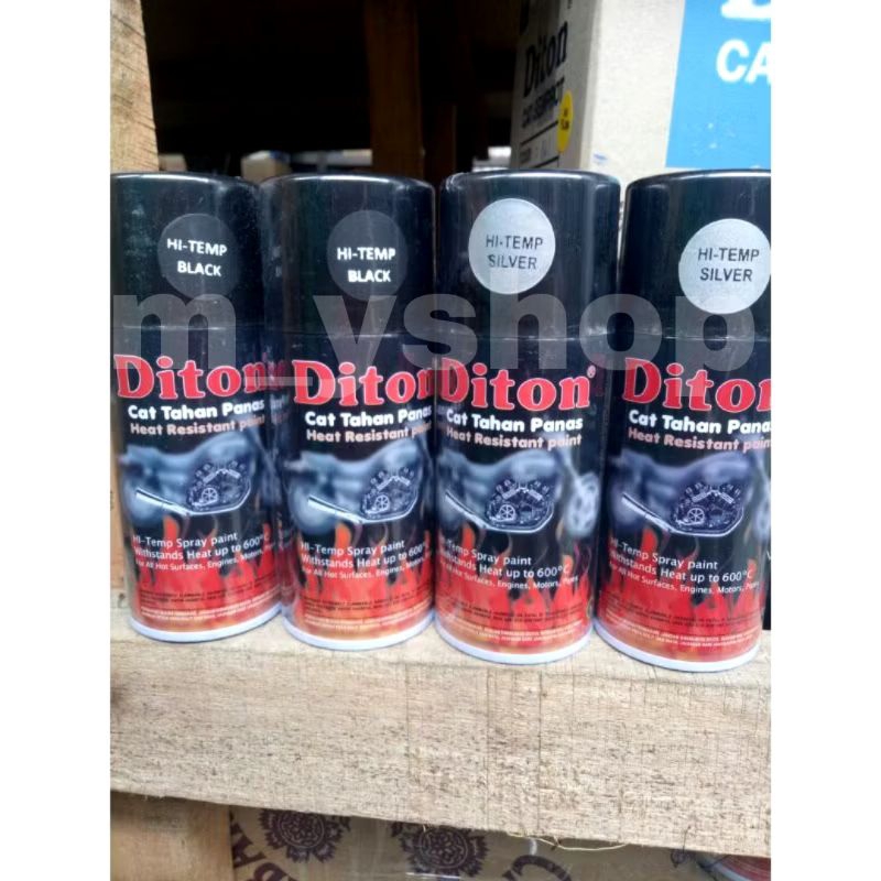 Pilok pilox Cat semprot Diton Hi Temp Black hitam Silver Anti Panas Knalpot mesin tahan panas 150cc