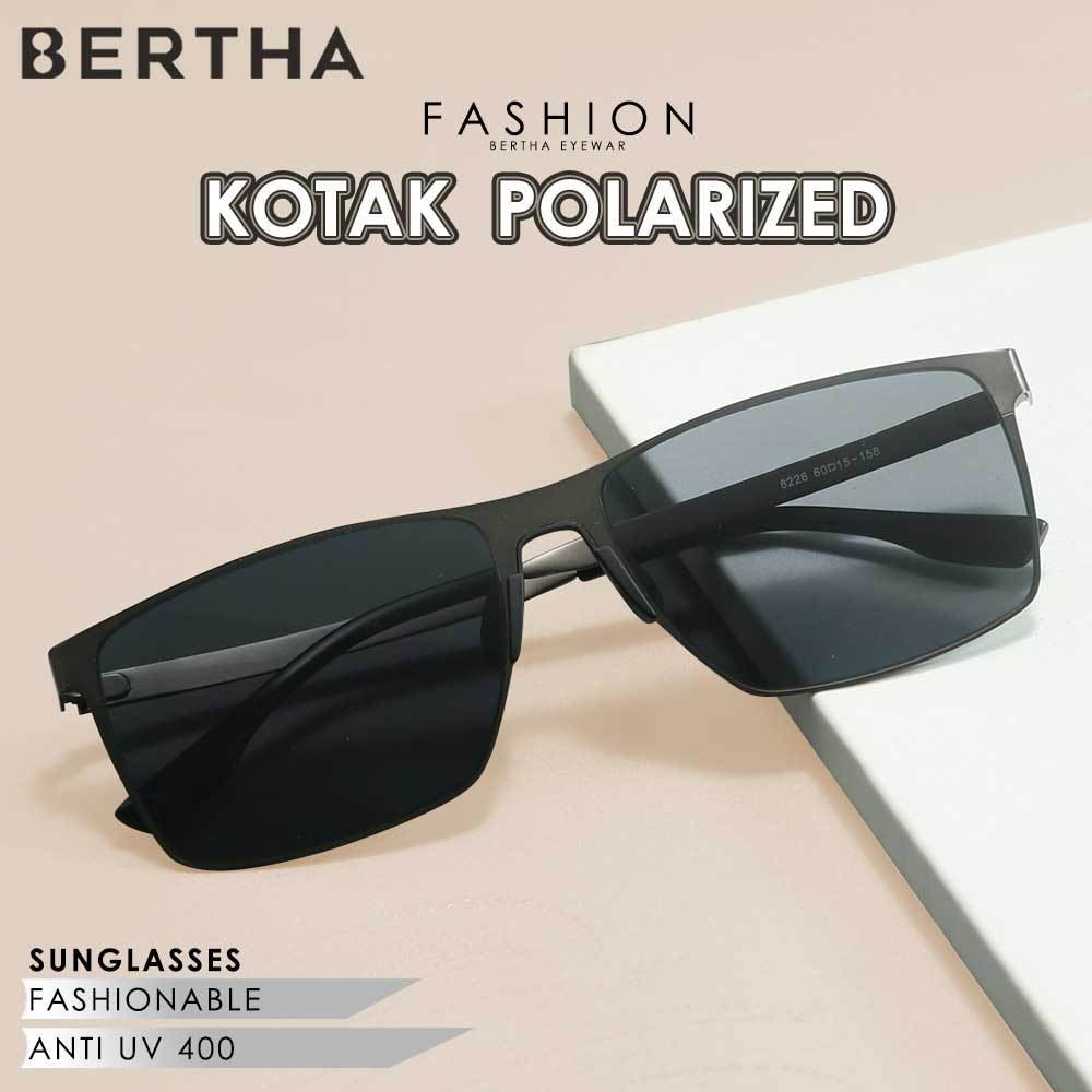 Bertha Kacamata Sunglasses Polarized Anti Silau Style Kotak Simple Bahan Metal Kokoh Pria Dan Wanita
