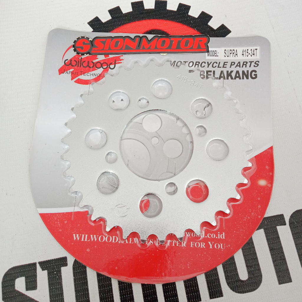 415-34T Gear Belakang Honda Supra X / Supra Fit Lama / Grand / Prima / Legenda / Win Wilwood Chrome