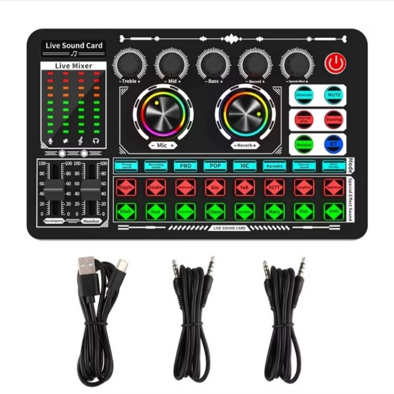 Live Sound Card F999 Mixer Audio Mini Streaming Soundcard