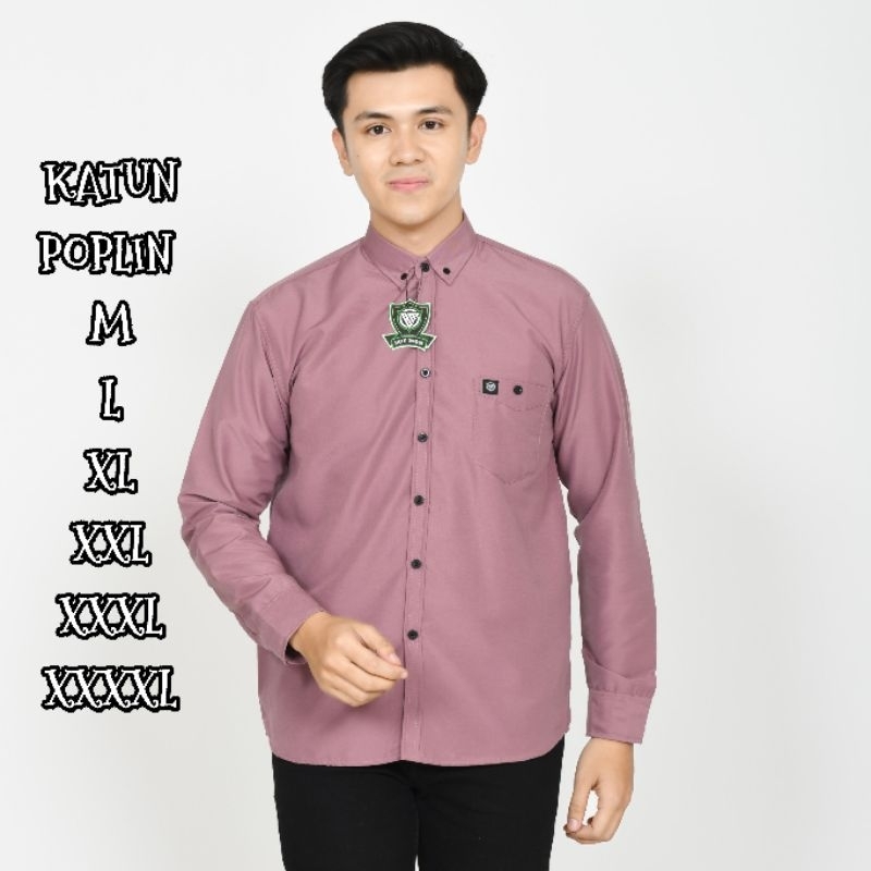 BOY MOM Dusty Ungu Panjang Poplin Kemeja Polos Panjang Warna Dusty Ungu Kain Katun Poplin Ukuran M L