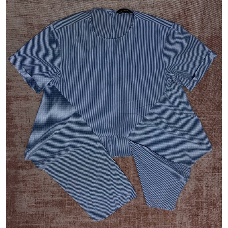 PRELOVED Zara Women Blue Stripes Blouse
