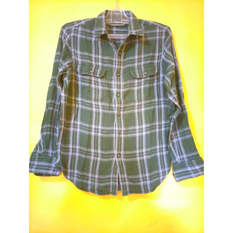 Kemeja Flanel Uniqlo Kotak-Kotak Hijau