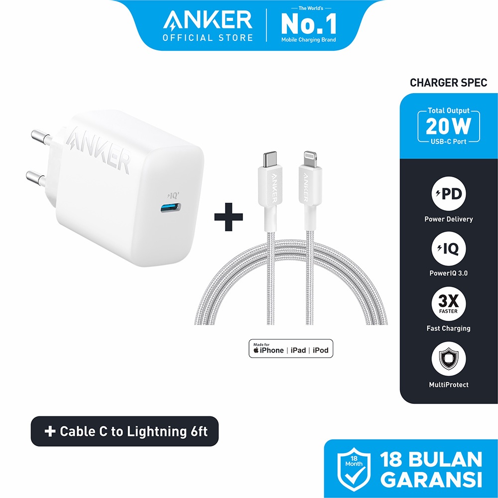 Anker Wall Charger Adaptor GaN USB Type C Lightning MFi Fast Charging PD for iPhone 15 14 13 12 11 X