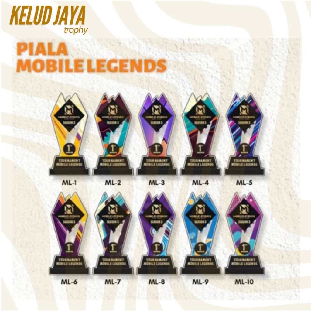 Piala Mobile Legend Trophy Mobile Legend Kejuaraan Mobile Legend Bahan Akrilik Free Design Custom