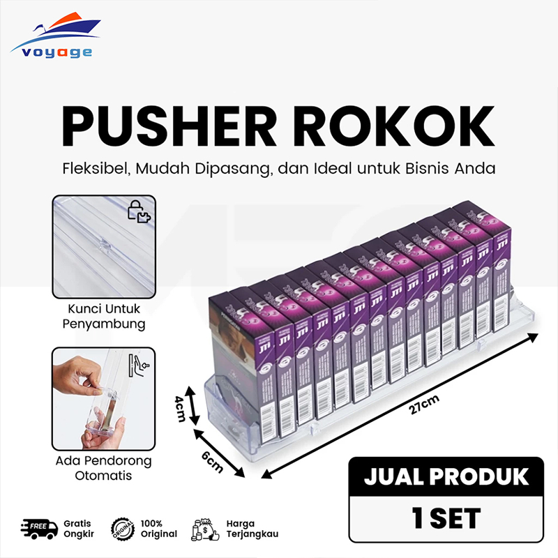 PUSHER ROKOK 28cm/ TEMPAT ROKOK / RAK ROKOK AKRILIK 1 Baris Pusher Rokokokok COD