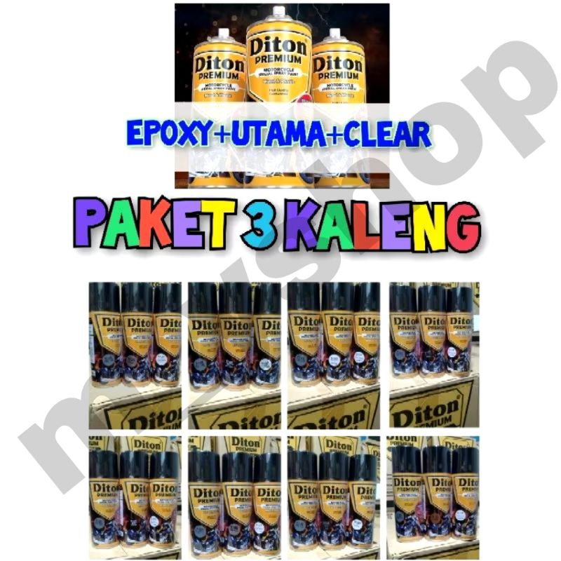 A. PAKET 3 KALENG pilok pilox diton premium paketan putih super white 9102 black 9109 black dof 9184