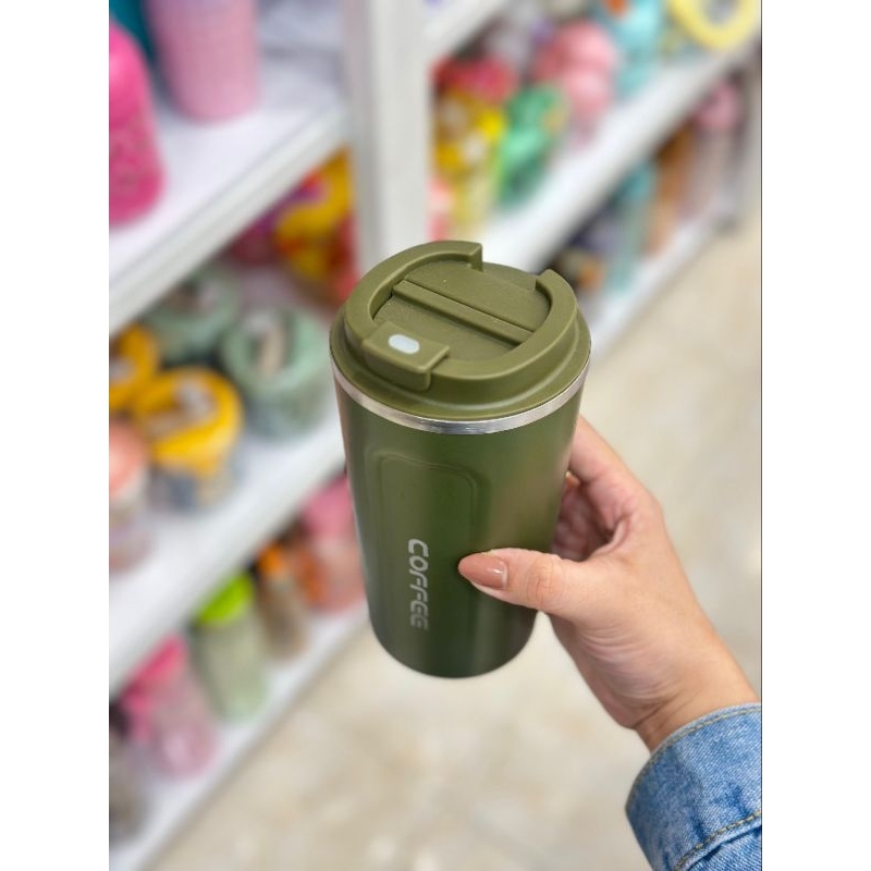 Tumbler Botol 500 ML Mug Kopi Kekinian One Touch Clip Tumbler