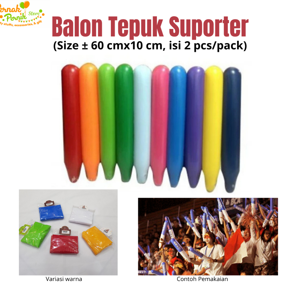 Balon Tepuk - Balon Tepuk Polos Ecer Warna Merah, Kuning, Putih, Biru Balon Acara Event Pesta