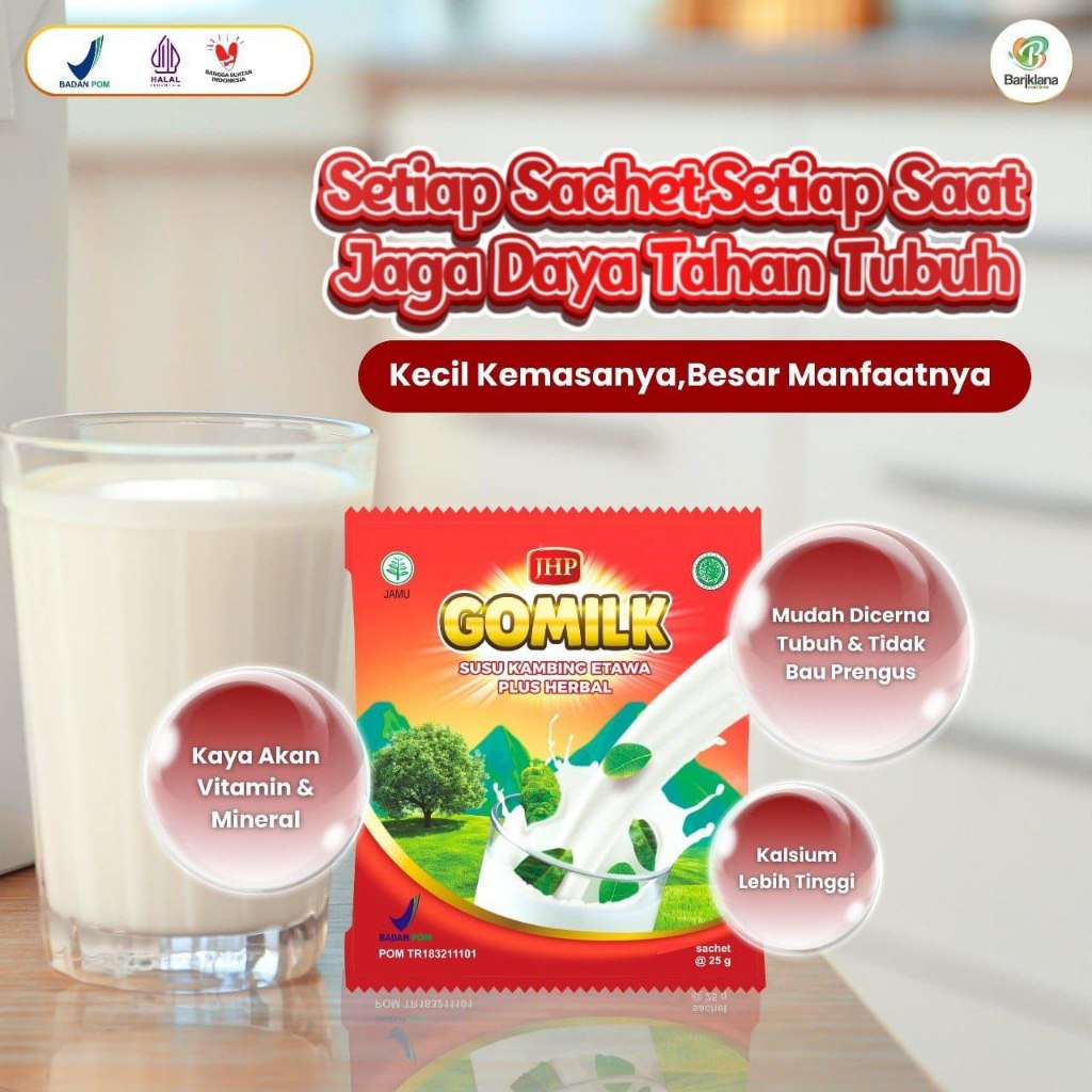 

Gomilk renceng 10 sachet 25g susu kambing etawa plus herbal superfood