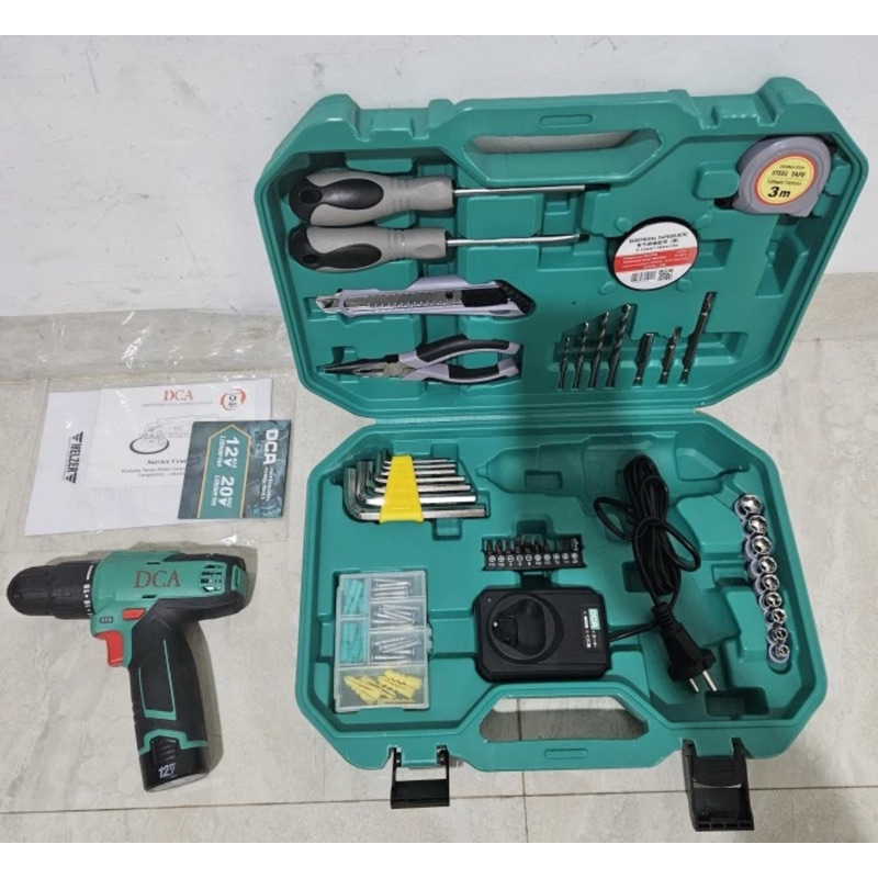 Mesin Bor Cas Tembok Baterai DCA Cordless Driver / Hammer Drill 12V