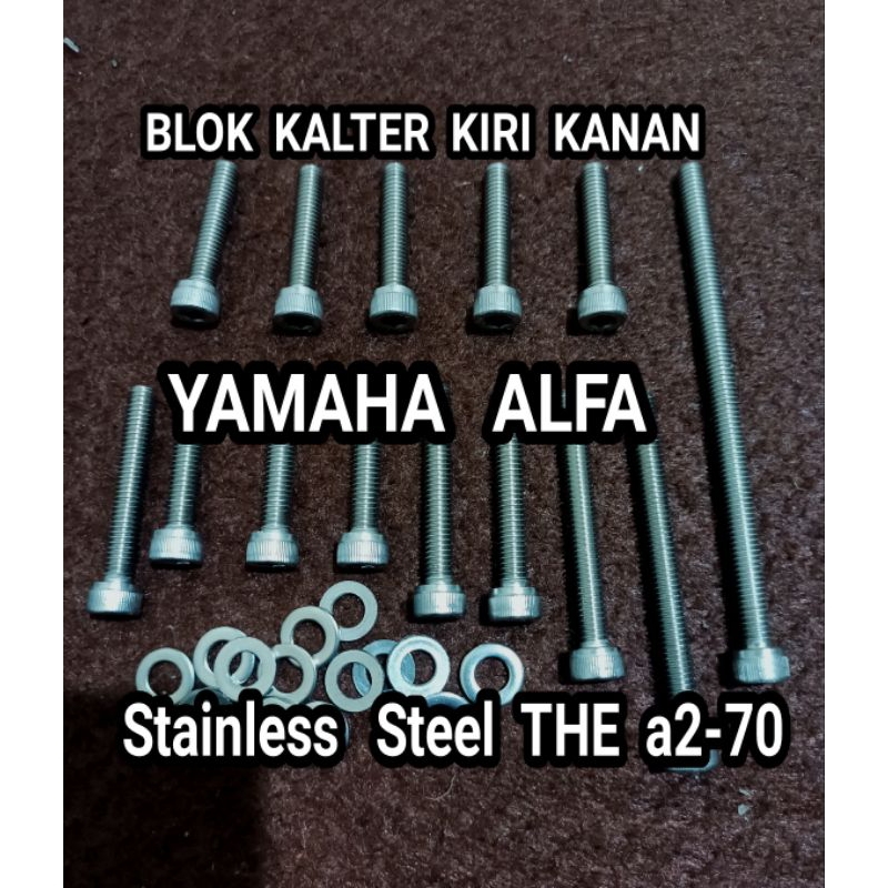 baut bak blok mesin set alfa stainless