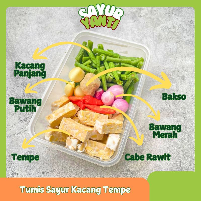 

[KIRIM INSTAN] Paket Foodprep Tumis Tempe Kacang Panjang Bakso