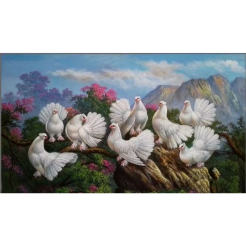 LUKISAN KANVAS ASLI BURUNG MERPATI