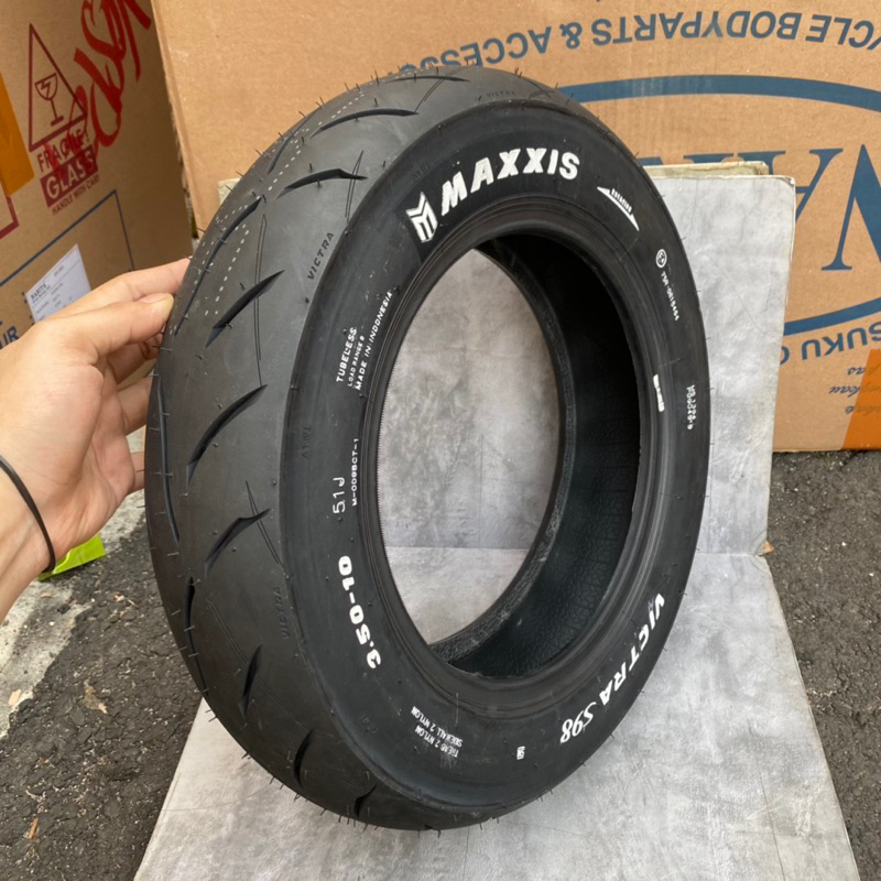 (FREE PENTIL TUBLES) BAN LUAR TUBLES PREMIUM MAXXIS VICTRA RING 10 R10 90/100 3.50-10 Original