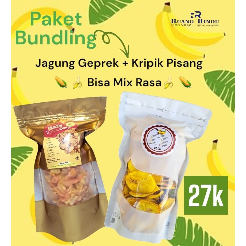 

Paket Bundling Jagung Geprek + Kriipik Pisang Bisa Mix Rasa 27k