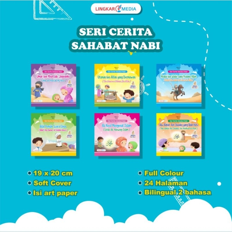 (Set isi 6Buku) Buku Anak Cerita Sahabat Nabi (2Bahasa) - Lingkar Media
