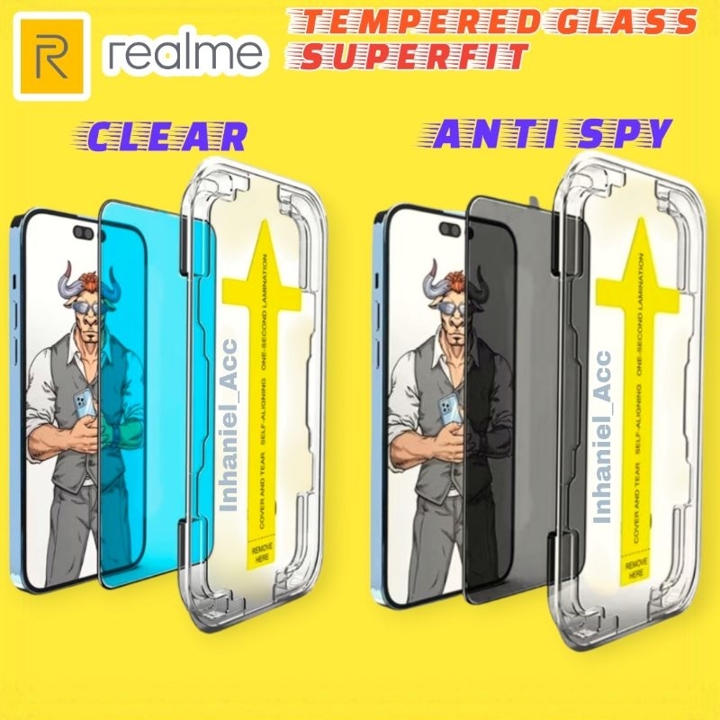 Tempered Glass Superfit Clear Bening / Anti Spy Realme C30 C30s C31 C33 C35 C51 C53 C55 C61 C63 C67 
