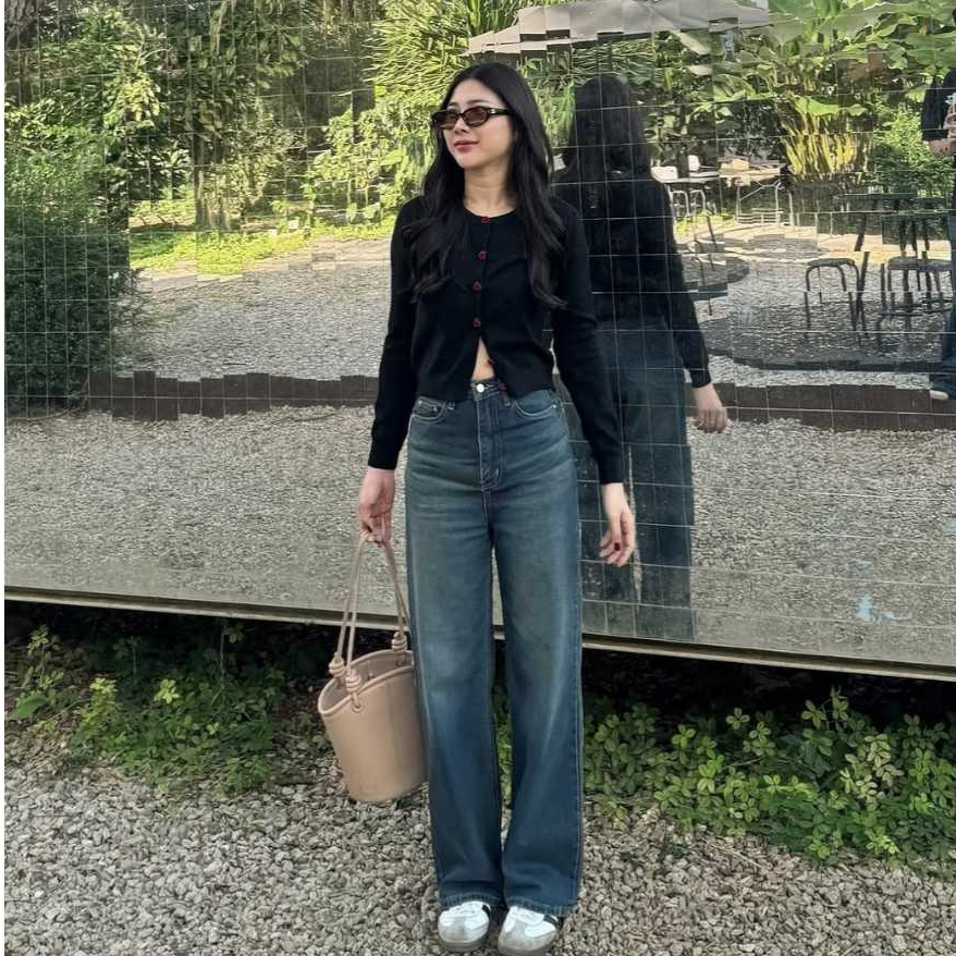 Prt OOTD Celana Loose Jeans Vintage Wanita Kekinian-Loose Jeans Highwist-Celana Jeans Wanita Tidak