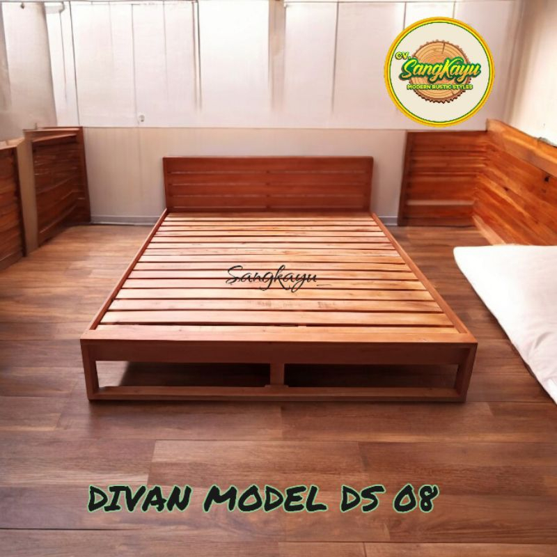 Dipan tempat tidur kayu murah MODEL DS 08 minimalis dipan lantai tidur kayu asli modern estetic