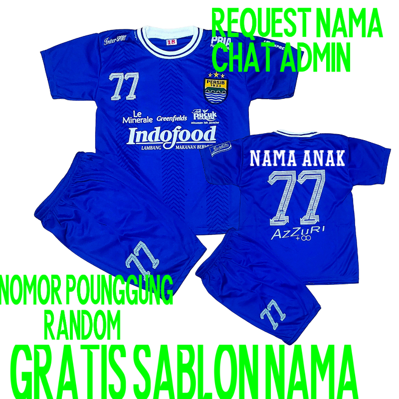 baju bola anak persib baju persib terbaru/ cod bisa sablon nama baju bola persib murah 5-12 th