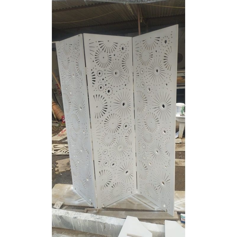 Sekat Ruangan Minimalis, Sekat Ruangan Kayu, Sekat Partisi Ruangan. Motif Arabik 3lipat