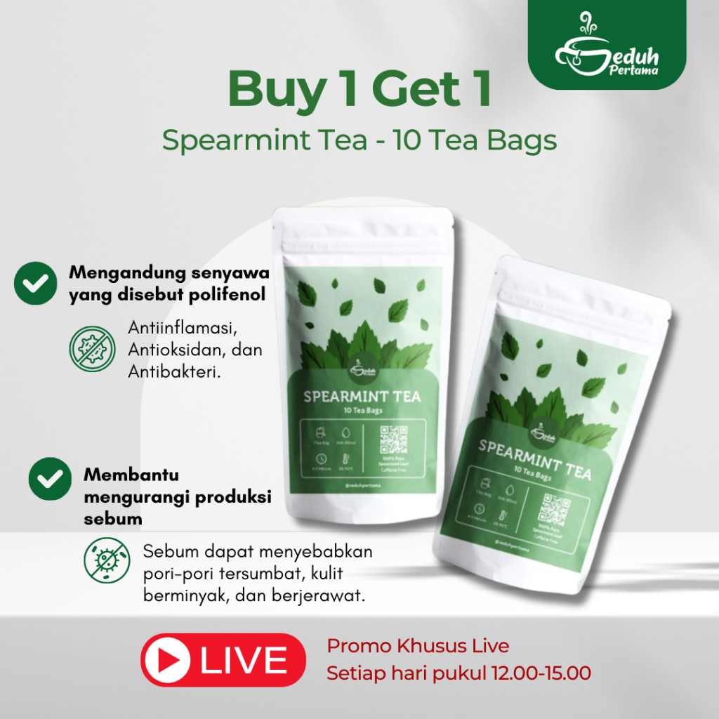 

Premium BUY 1 GET 1 - 10 Tea Bag Spearmint Tea Pure Spearmint Leaves Tea