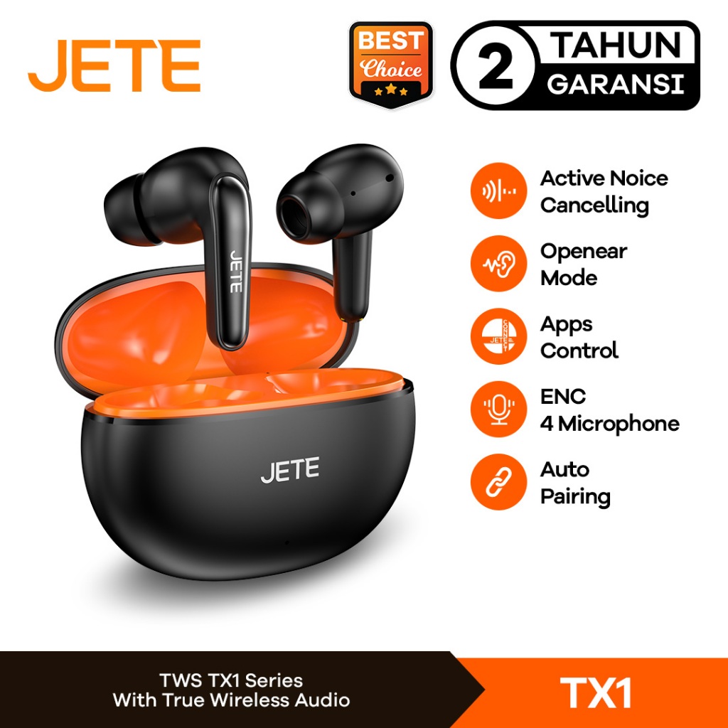 TWS ANC ENC 4 Mic Earbuds JETE - Garansi 2 Tahun