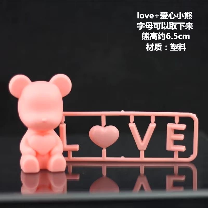 {MY} PAJANGAN KUE ULANG TAHUN BERUANG BALON GOLD / TOPPER KUE TEDDY BEAR BERUANG LOVE PAJANGAN KUE U