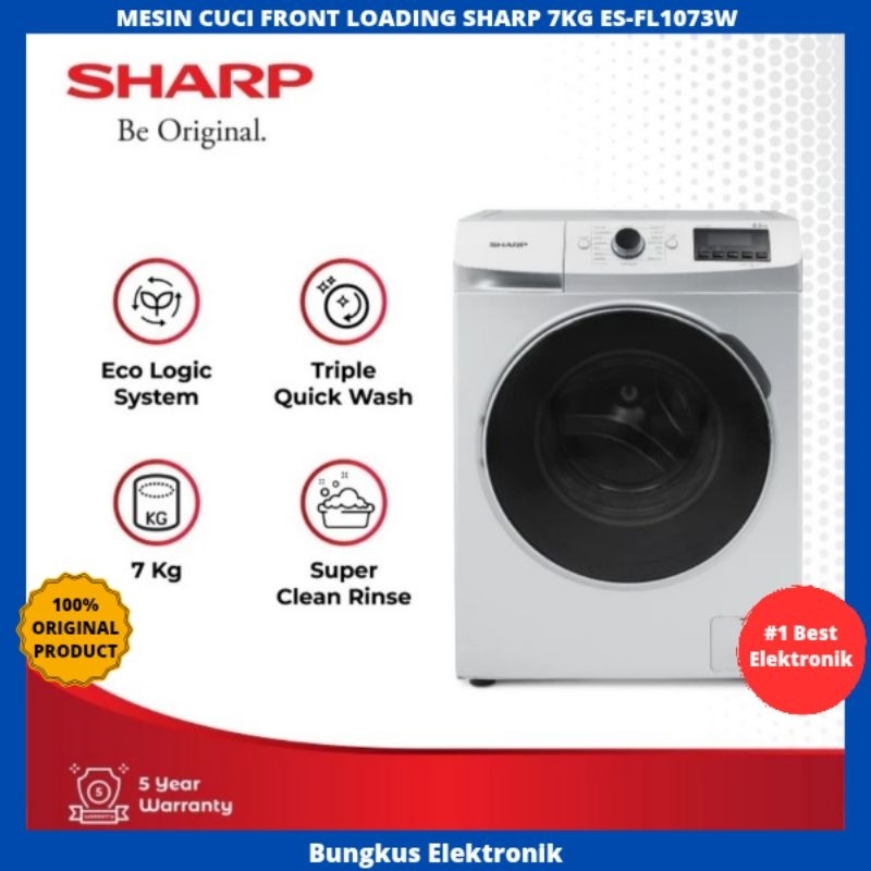 MESIN CUCI SHARP FRONT LOADING 7 KG ES-FL1073W