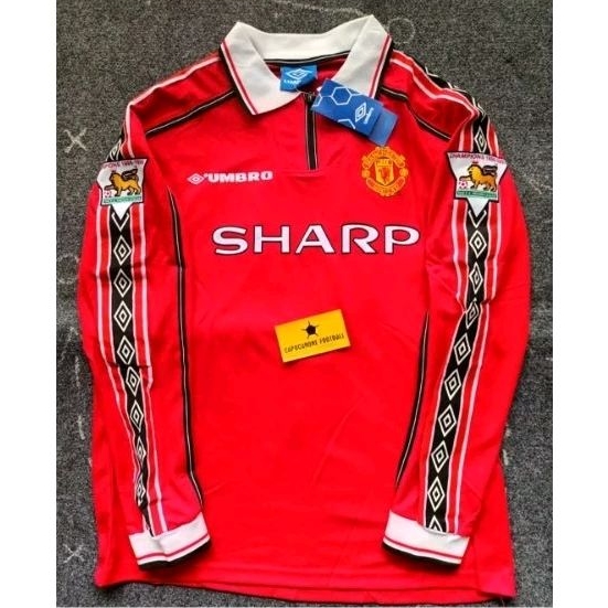 JERSEY MANCHESTER UNITED RETRO 1998 1999 2000 1997 MU 98 99 00 97 treble Panjang Full patch