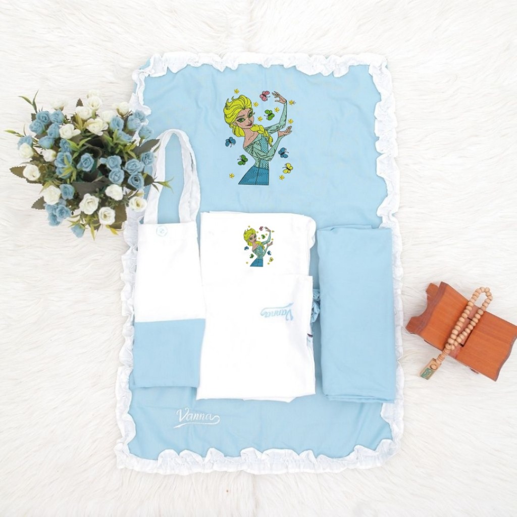 JUALMUKENA MUKENA SET SAJADAH ANAK BALITA REMAJA CUSTOM FREE BORDIR NAMA KARAKTER FROZEN ELSA