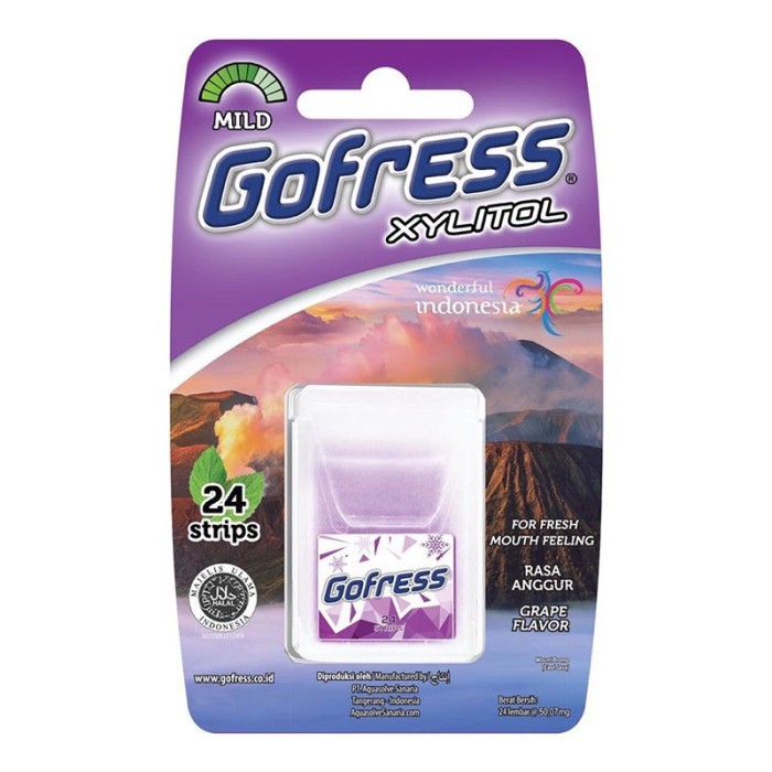 

Gofress Xylitol Grape Strawberry Peppermint / Penyegar Mulut Isi 24 Strips